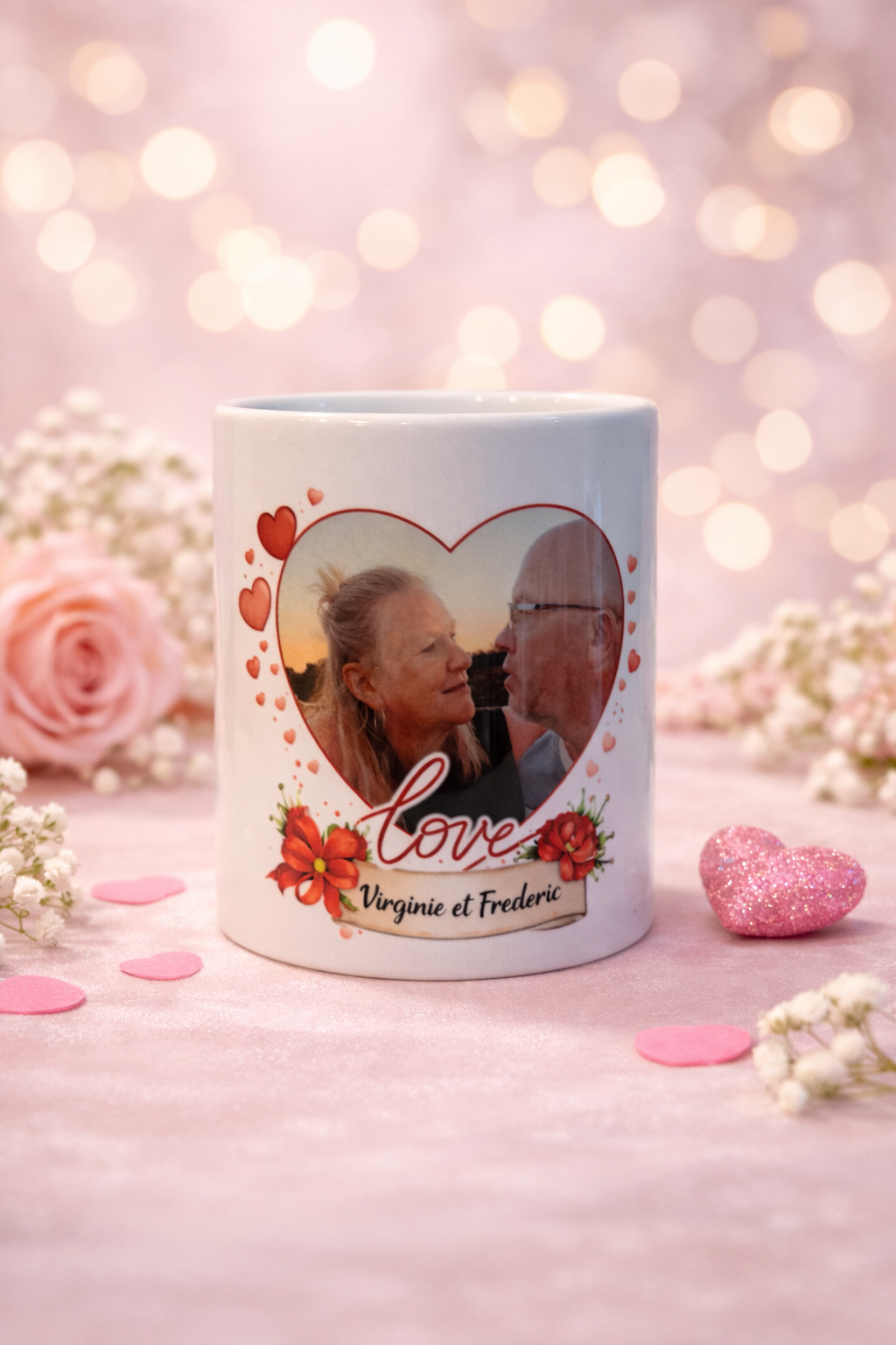 ✨Mug Personnalisé Cœur d’Amour – Création sur Mesures ✨